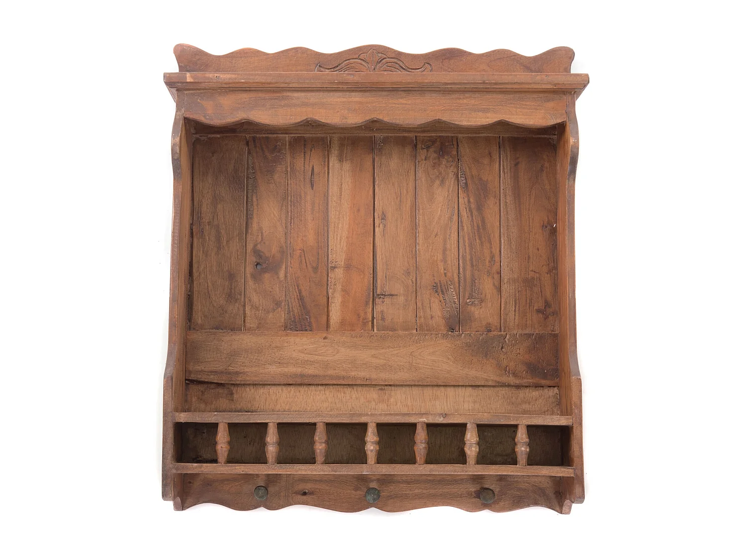 ÉTAGÈRE MURALE Cottage Bois de mahogany, 3 crochets, couleurs naturelles