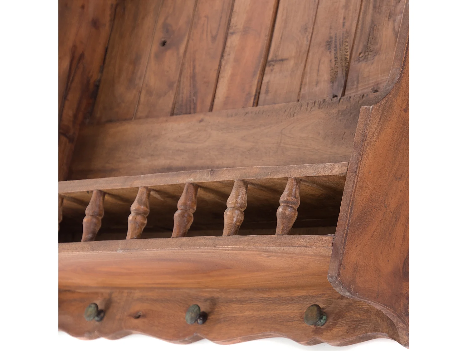 ÉTAGÈRE MURALE Cottage Bois de mahogany, 3 crochets, couleurs naturelles