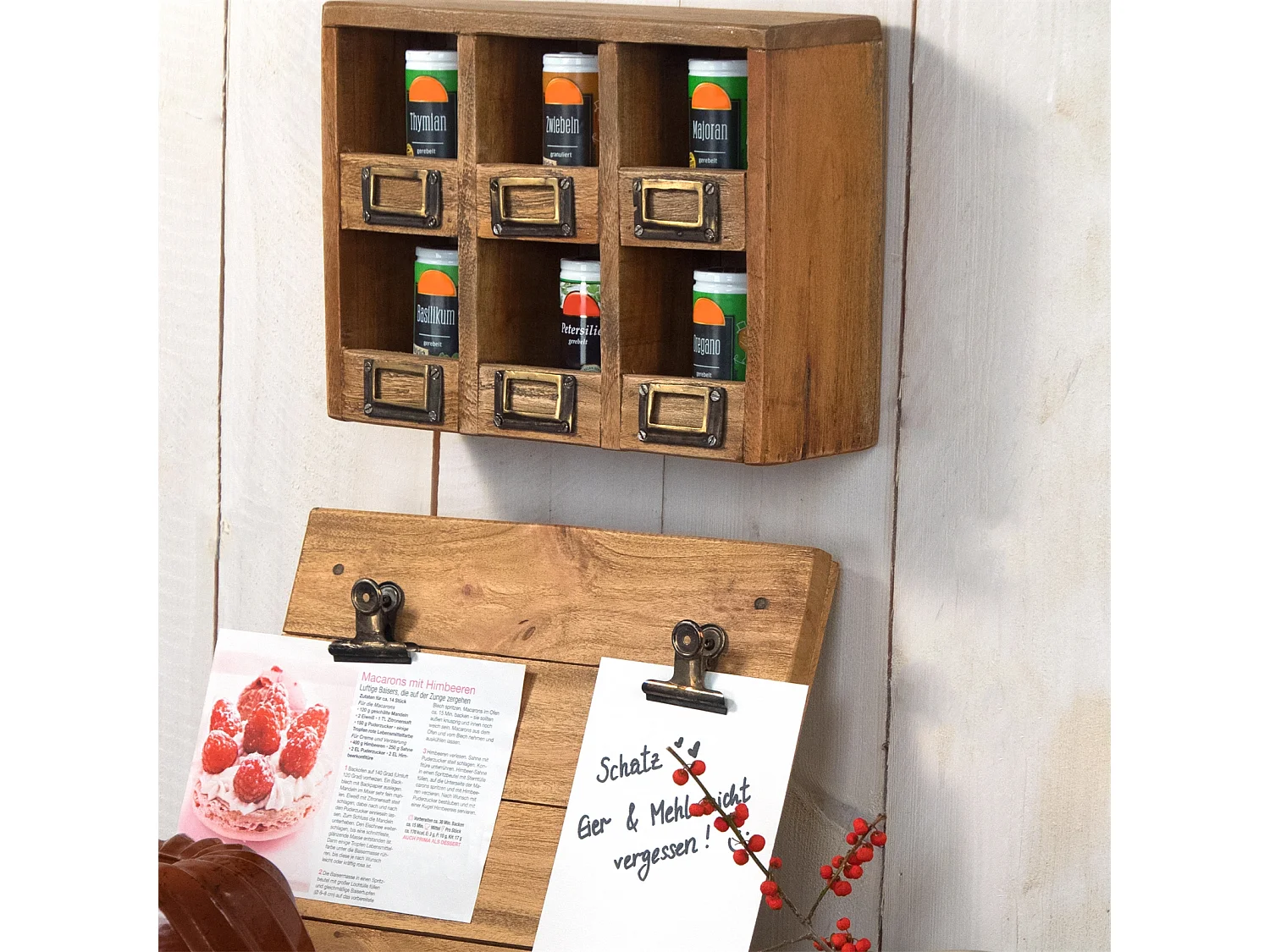 ÉTAGÈRE MURALE À CASIERS Lima Bois massif en acajou, 6 compartiments couleurs naturelles