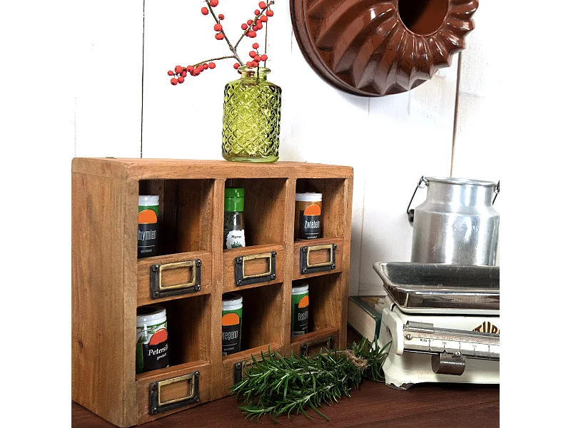 SETZKASTEN-WANDREGAL Lima Mahagoni Massivolz, 6 Fächer naturfarben