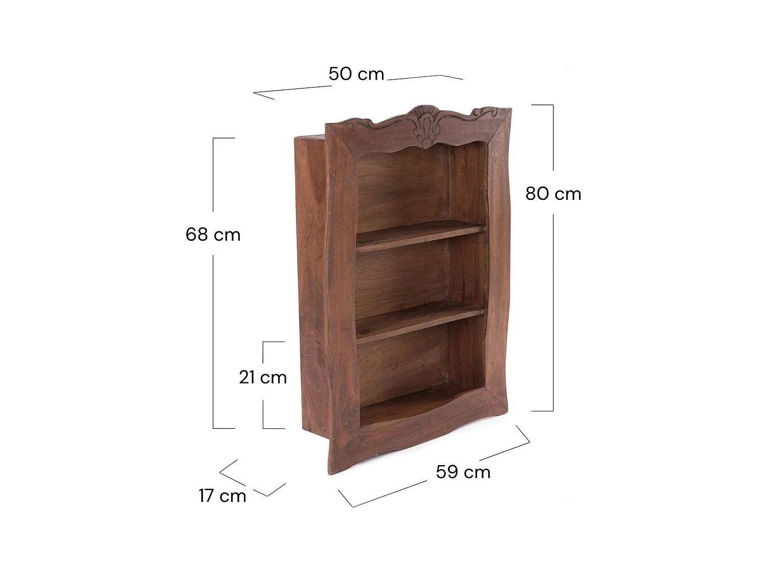 ÉTAGÈRE MURALE Clea 80 Bois de mahogany, 3 niveaux marron foncé