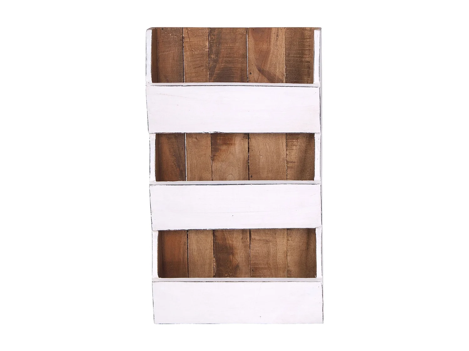 ÉTAGÈRE MURALE À JOURNAUX NOUVELLES 60 Bois massif en acajou, 3 compartiments 06 weiß-landhaus