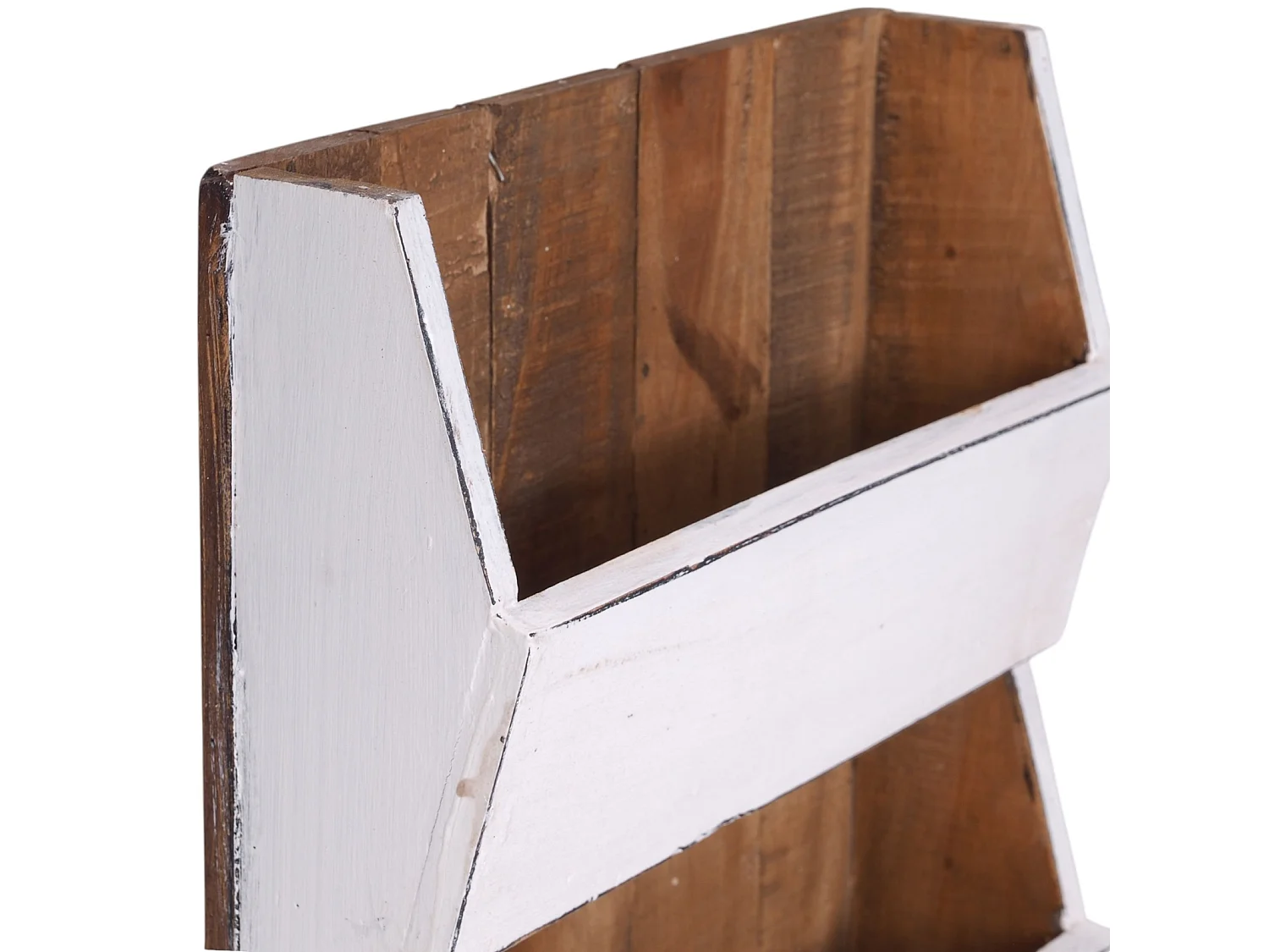 ÉTAGÈRE MURALE À JOURNAUX NOUVELLES 60 Bois massif en acajou, 3 compartiments 06 weiß-landhaus