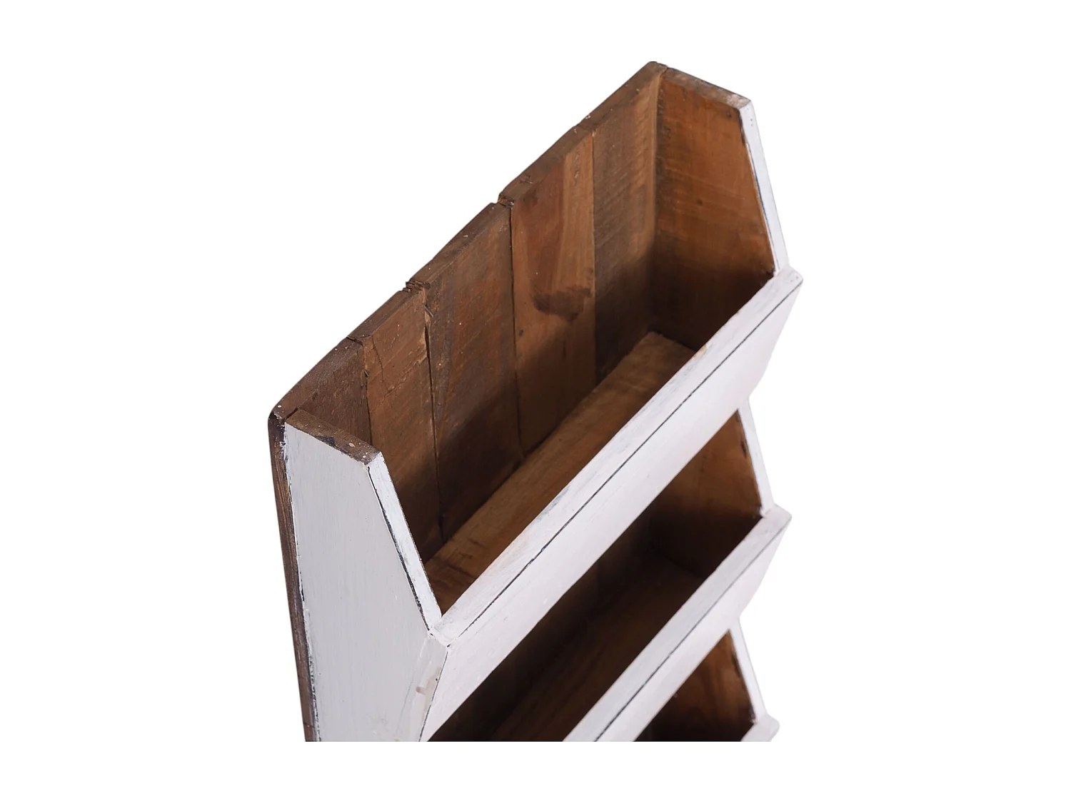 ÉTAGÈRE MURALE À JOURNAUX NOUVELLES 60 Bois massif en acajou, 3 compartiments 06 weiß-landhaus