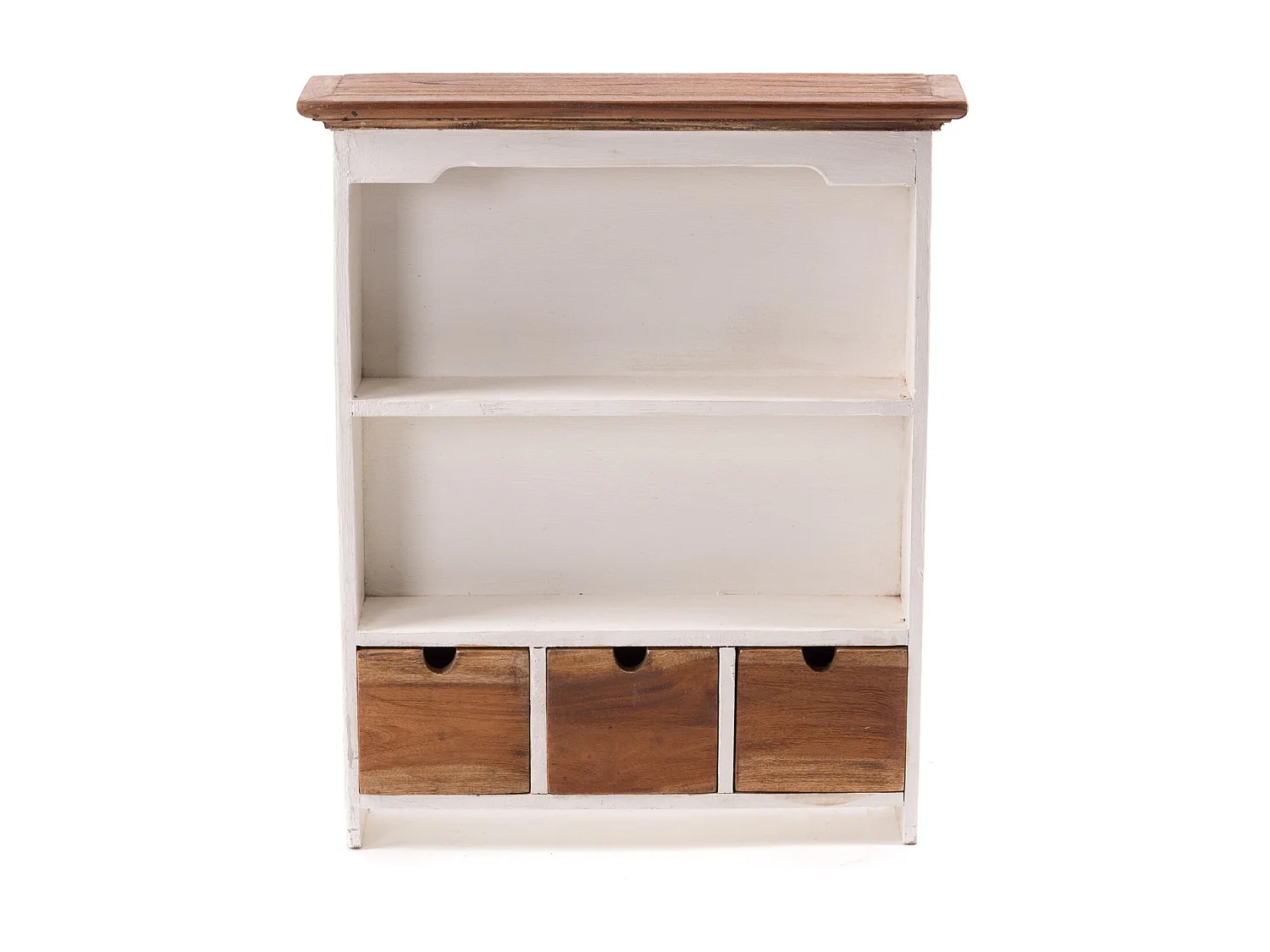 ARMOIRE MURALE Jasmina Bois massif de mahogany, 2 étagères, 3 tiroirs couleurs naturelles