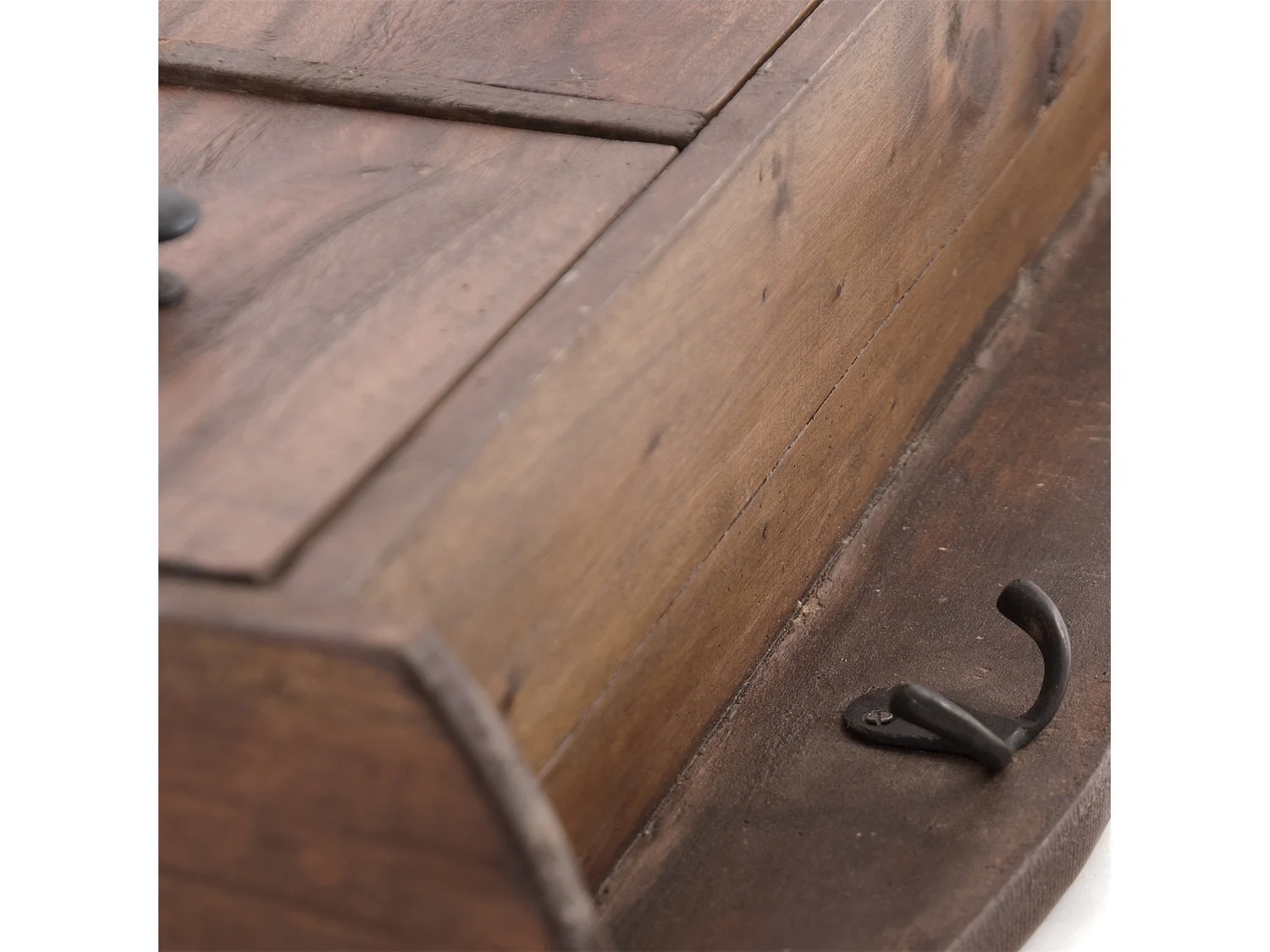 ÉTAGÈRE MURALE Belle Bois de mahogany, avec 3 tiroirs et crochets marron foncé