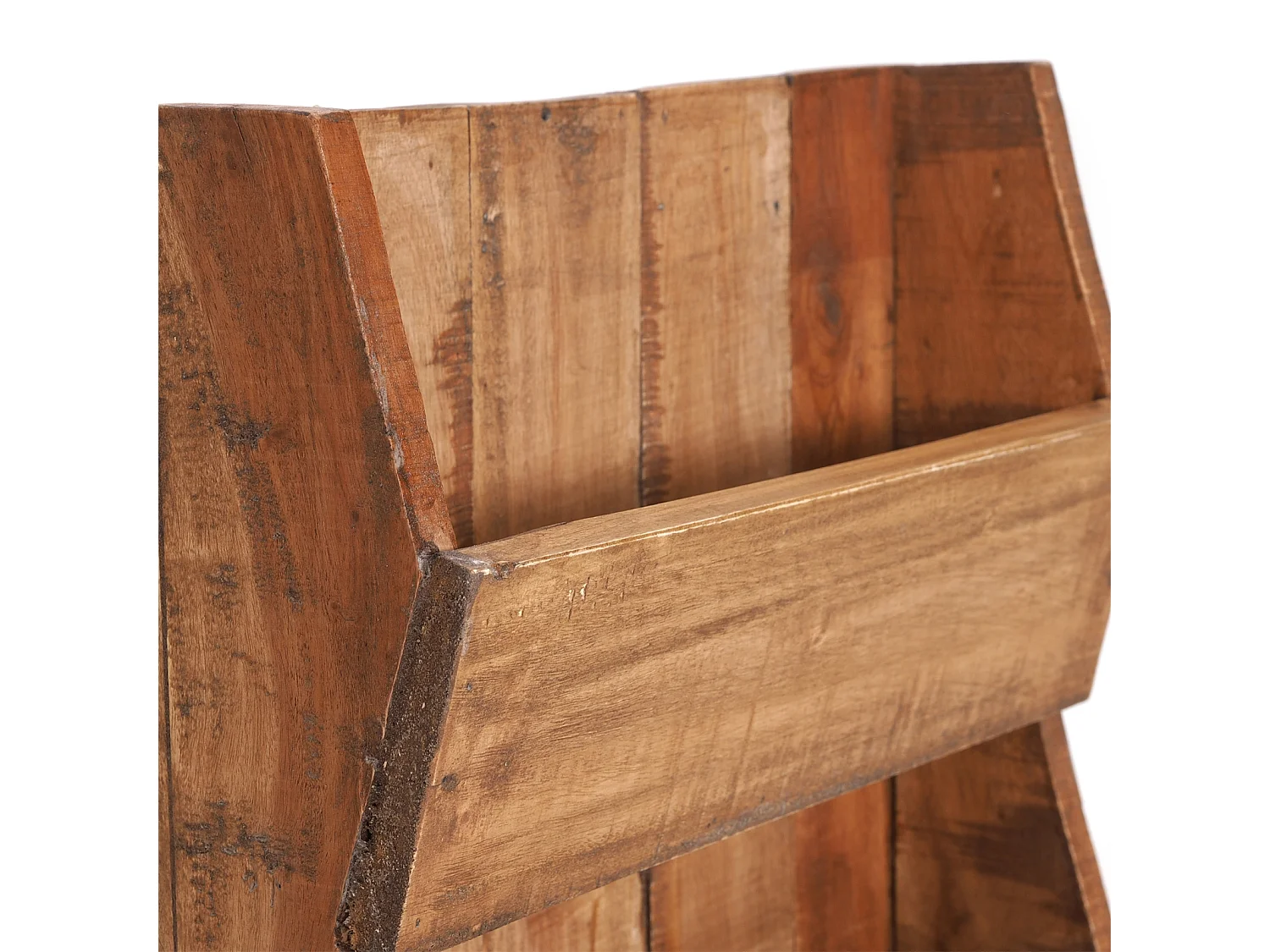 ÉTAGÈRE MURALE À JOURNAUX NOUVELLES 60 Bois massif en acajou, 3 compartiments 01 natur-vintage