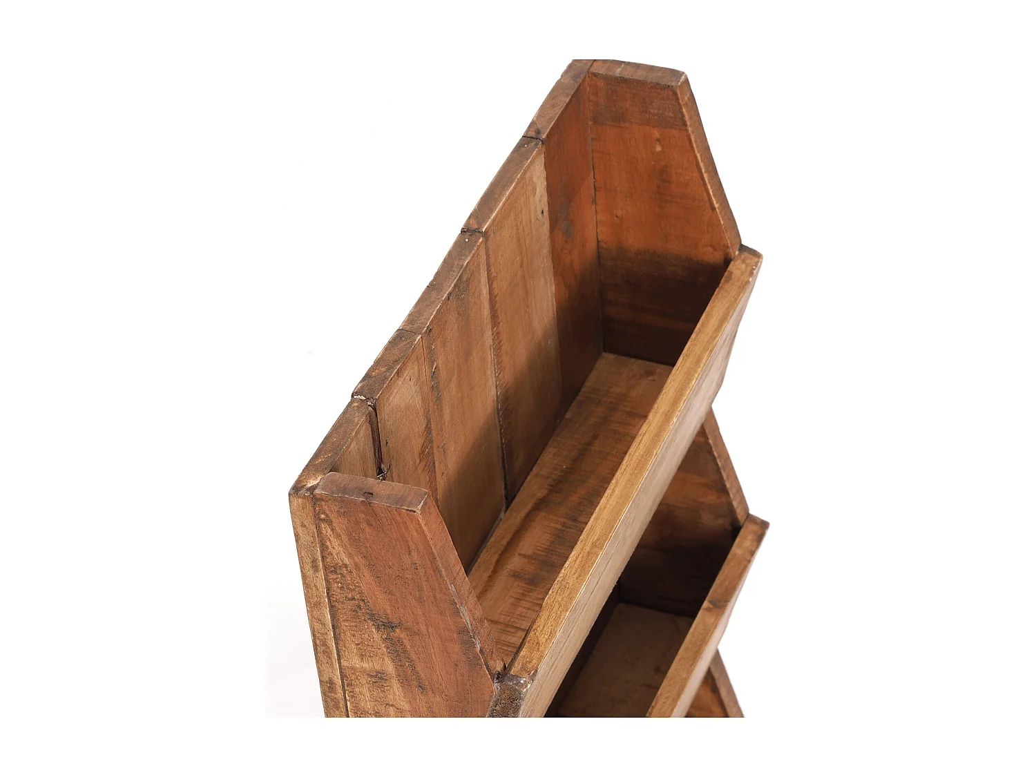 ÉTAGÈRE MURALE À JOURNAUX NOUVELLES 60 Bois massif en acajou, 3 compartiments 01 natur-vintage