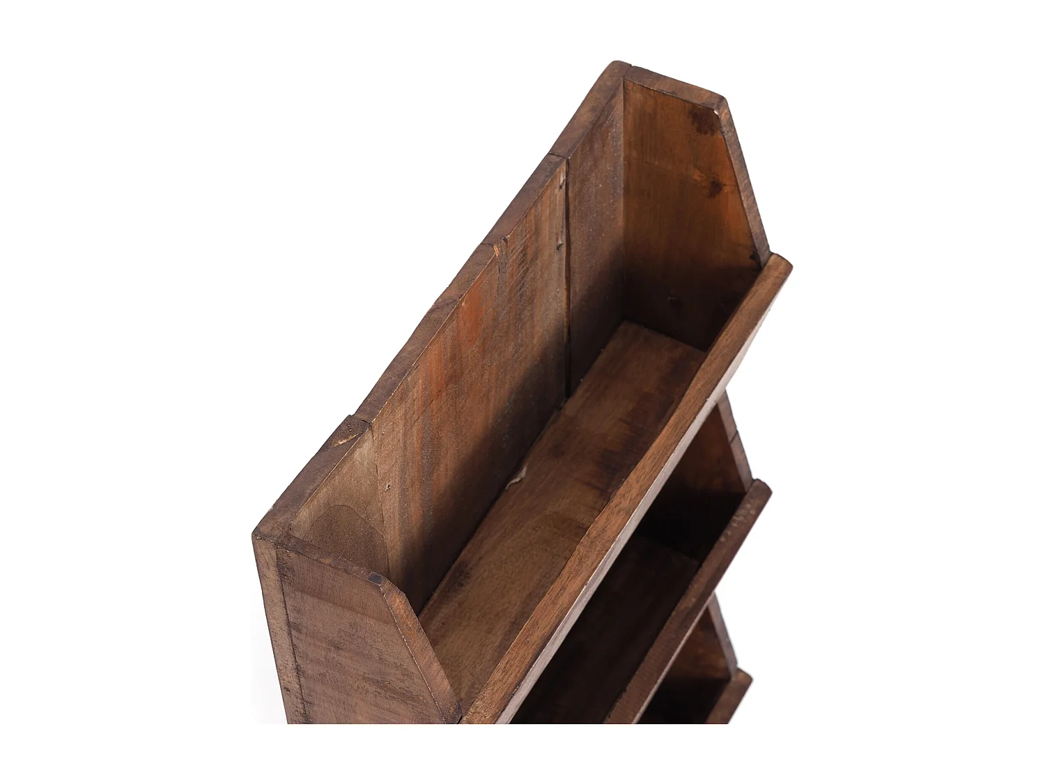 ÉTAGÈRE MURALE À JOURNAUX NOUVELLES 60 Bois massif en acajou, 3 compartiments 02 hellbraun