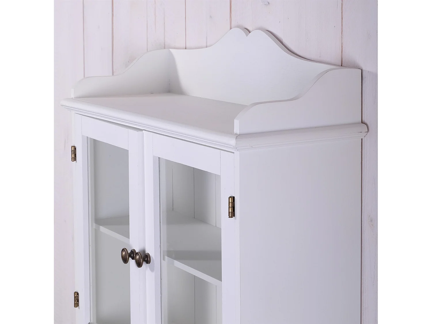 WANDSCHRANK LOTTA 4 Ablagefächer, Glastüren antik-weiß