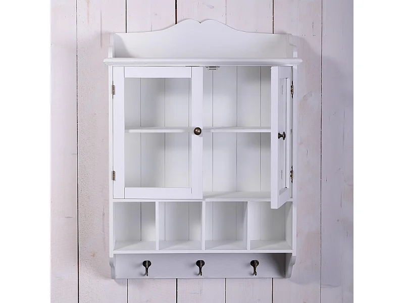 WANDSCHRANK LOTTA 4 Ablagefächer, Glastüren antik-weiß