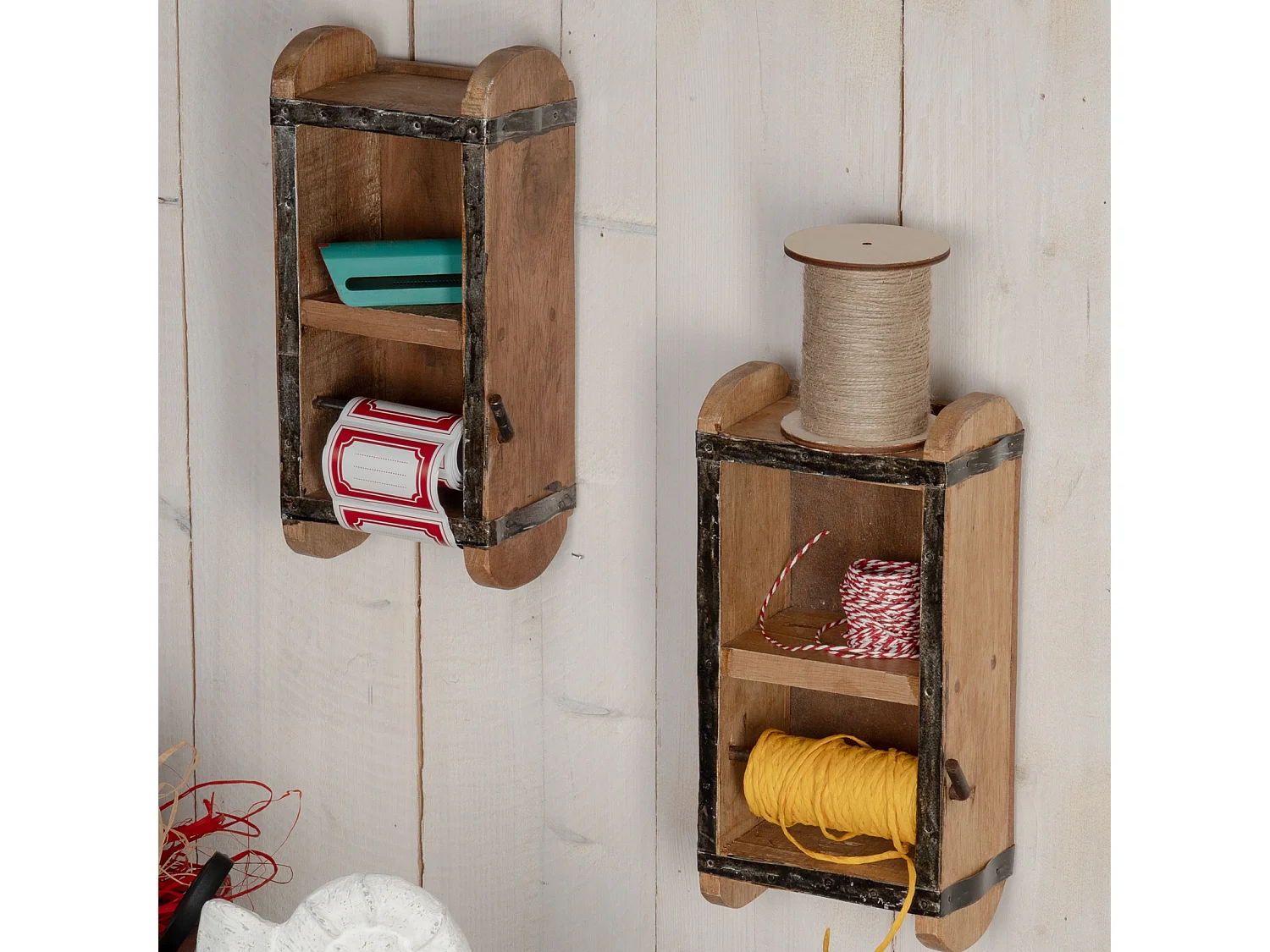 ORGANISATEUR DE RUBAN CADEAU DÉRIVE Bois massif couleurs naturelles