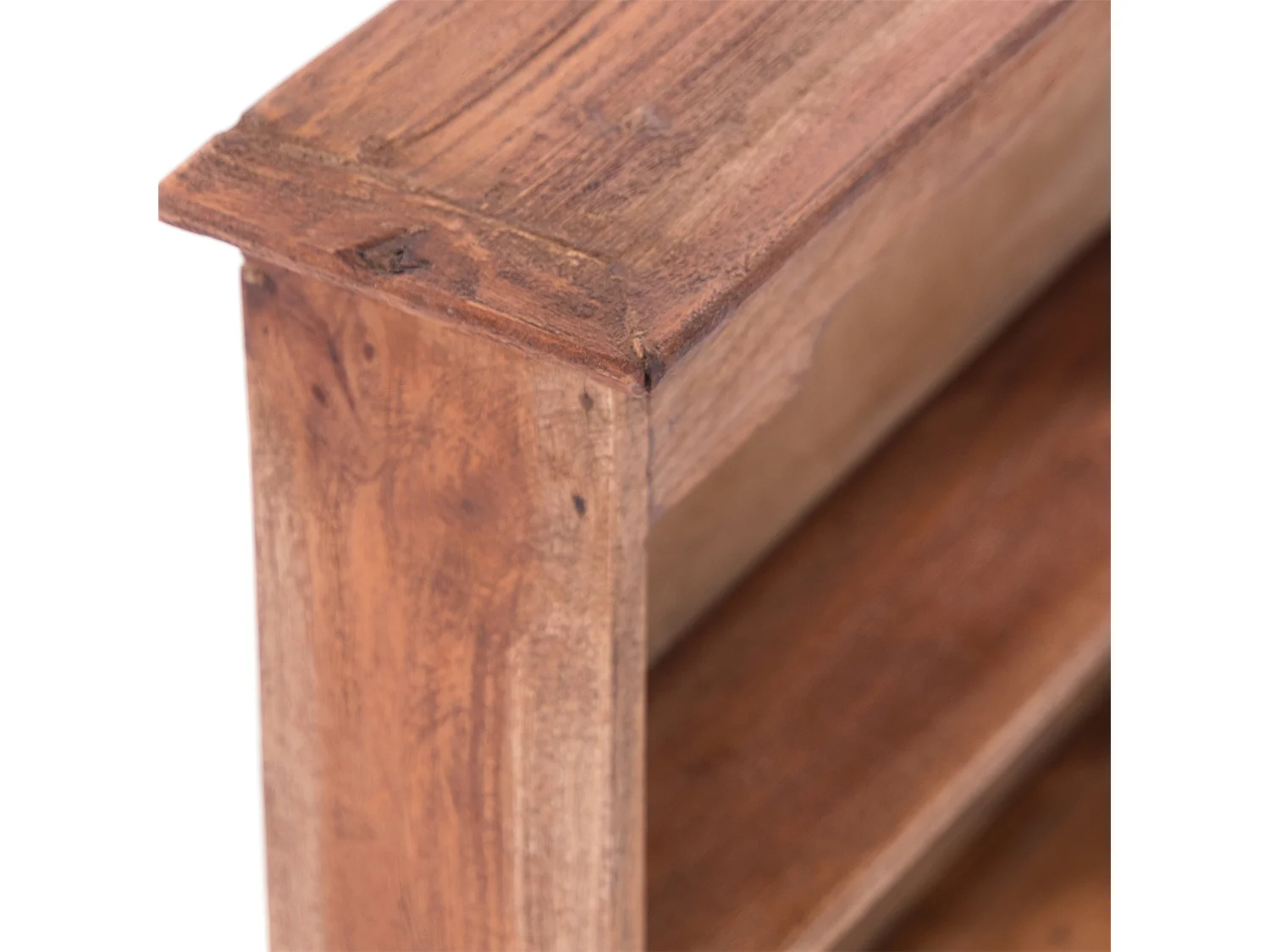 ÉTAGÈRE MURALE Adélia Bois massif de mahogany, 2 niveaux, 3 tiroirs couleurs naturelles