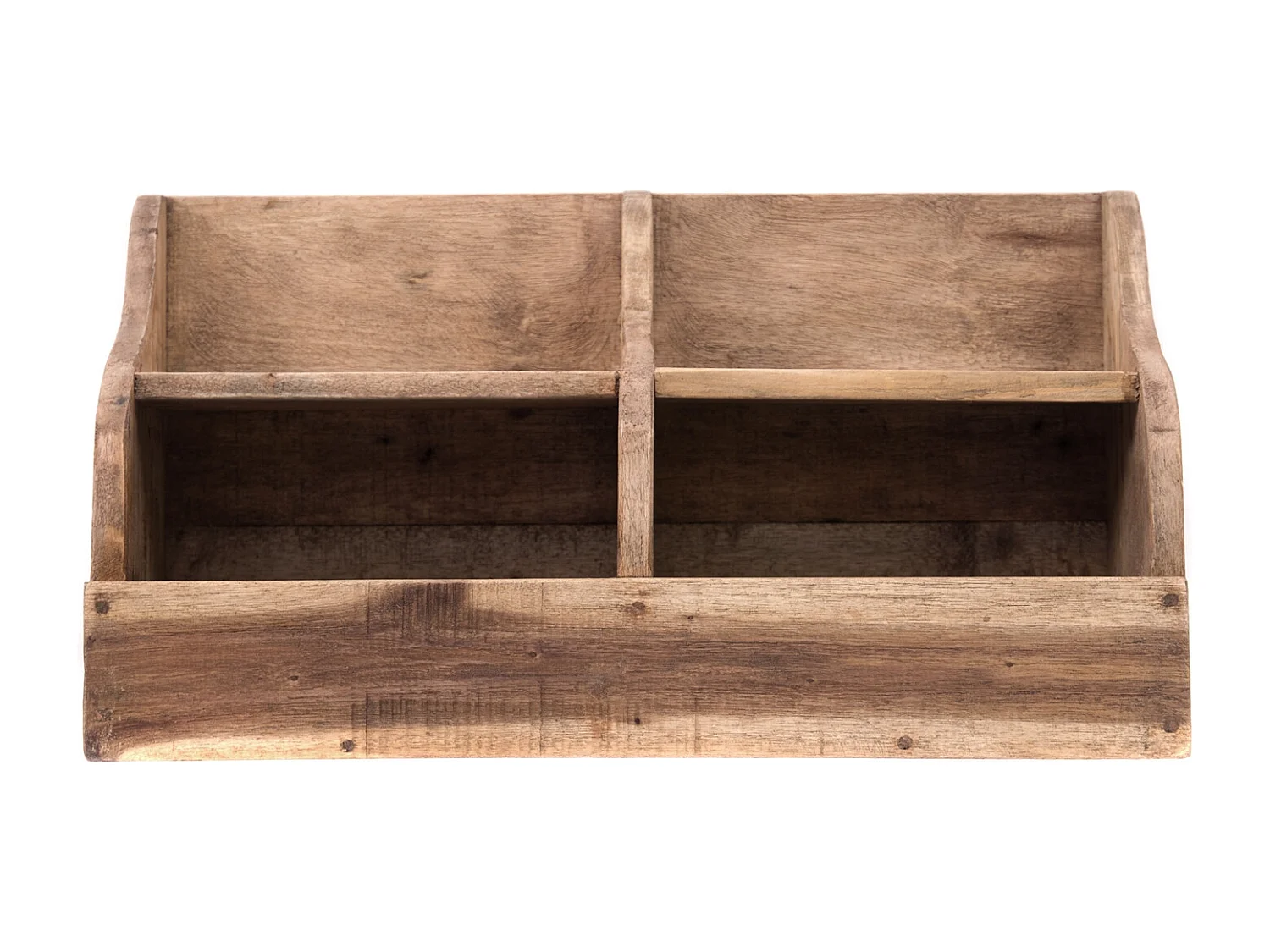 ÉTAGÈRE MURALE Stockage 40 Bois massif en acajou, 2 compartiments couleurs naturelles