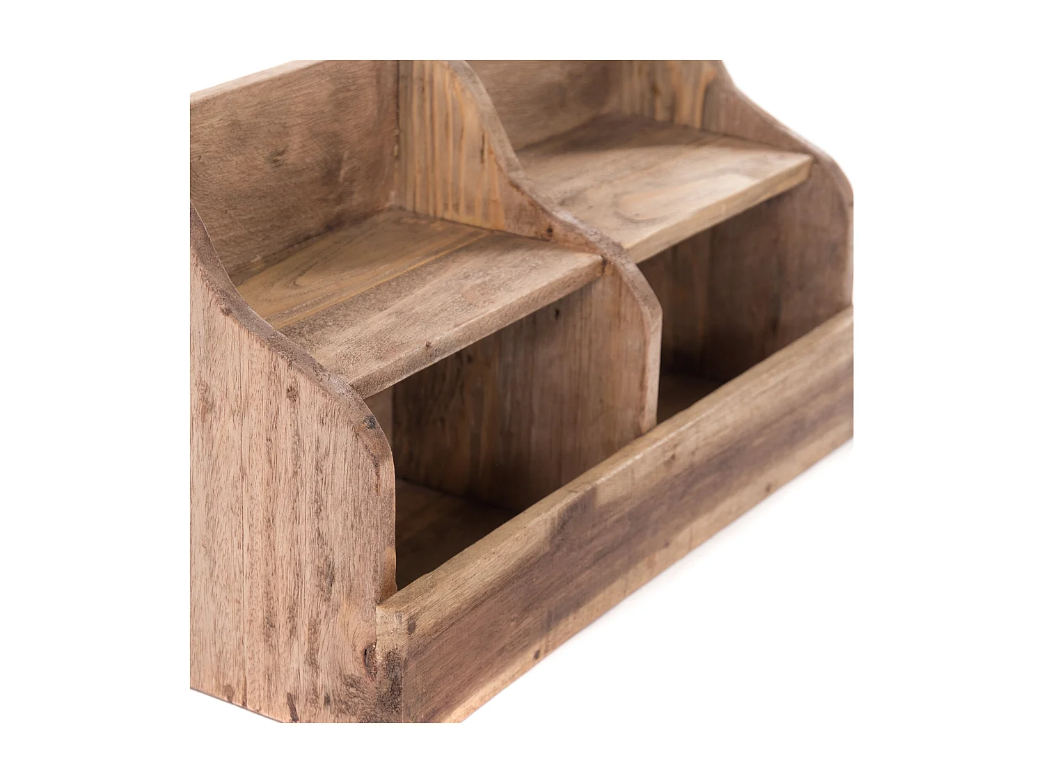 ÉTAGÈRE MURALE Stockage 40 Bois massif en acajou, 2 compartiments couleurs naturelles