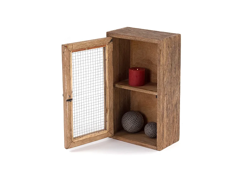 ARMOIRE MURALE Filo Bois massif, 2 compartiments avec porte couleurs naturelles