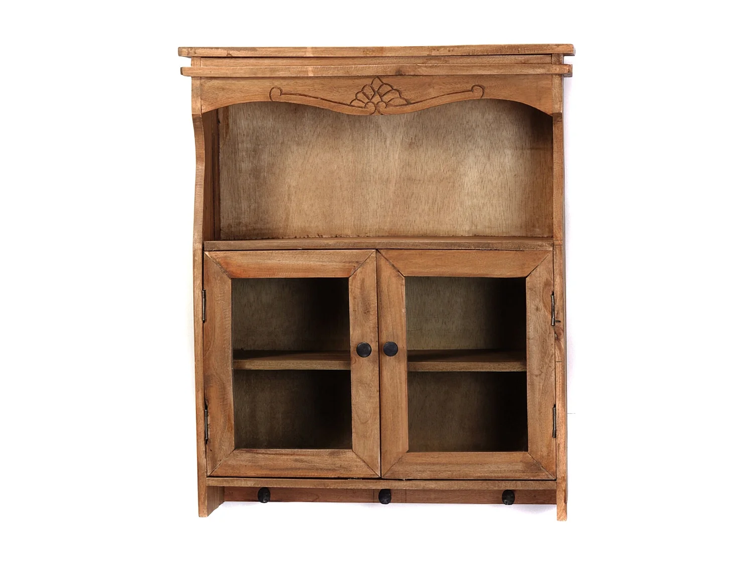 ARMOIRE MURALE Ribera Bois de mahogany, avec des portes en verre couleurs naturelles