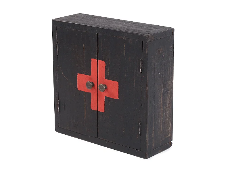 ARMOIRE À PHARMACIE MEDIC 35 Bois massif en acajou 04 schwarz-natur