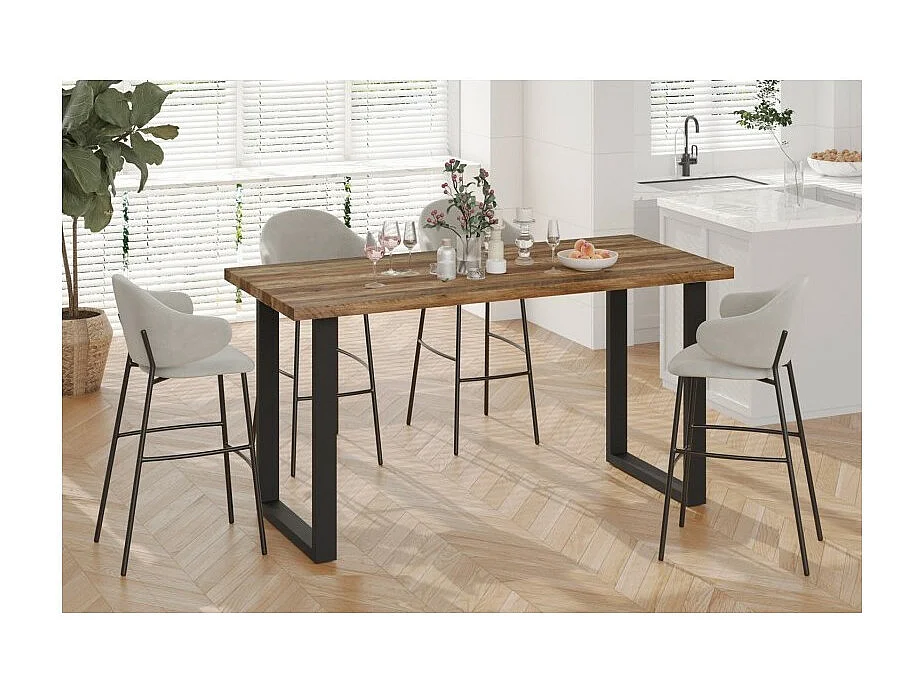 Table à manger haute EDWAR longueur 180cm en décor mango, idéal pour une salle à manger conviviale