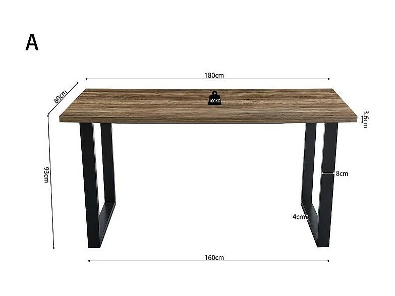 Table à manger haute EDWAR longueur 180cm en décor mango, idéal pour une salle à manger conviviale