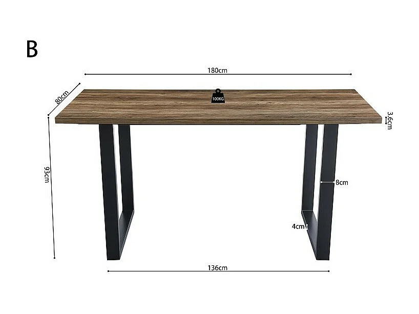 Table à manger haute EDWAR longueur 180cm en décor mango, idéal pour une salle à manger conviviale