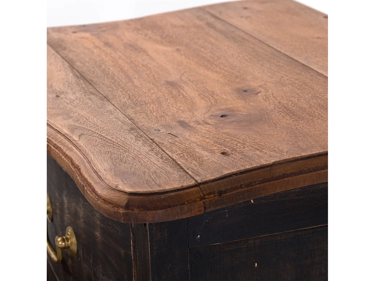 TABLE DE CHEVET LOUIS Bois massif d'acajou, avec 2 tiroirs 04 schwarz-natur