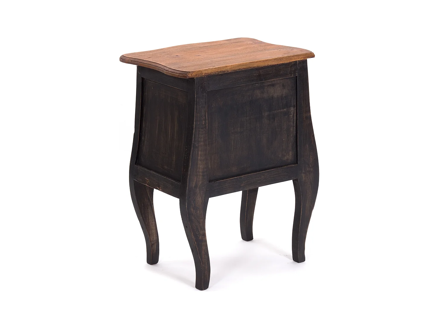 TABLE DE CHEVET LOUIS Bois massif d'acajou, avec 2 tiroirs 04 schwarz-natur
