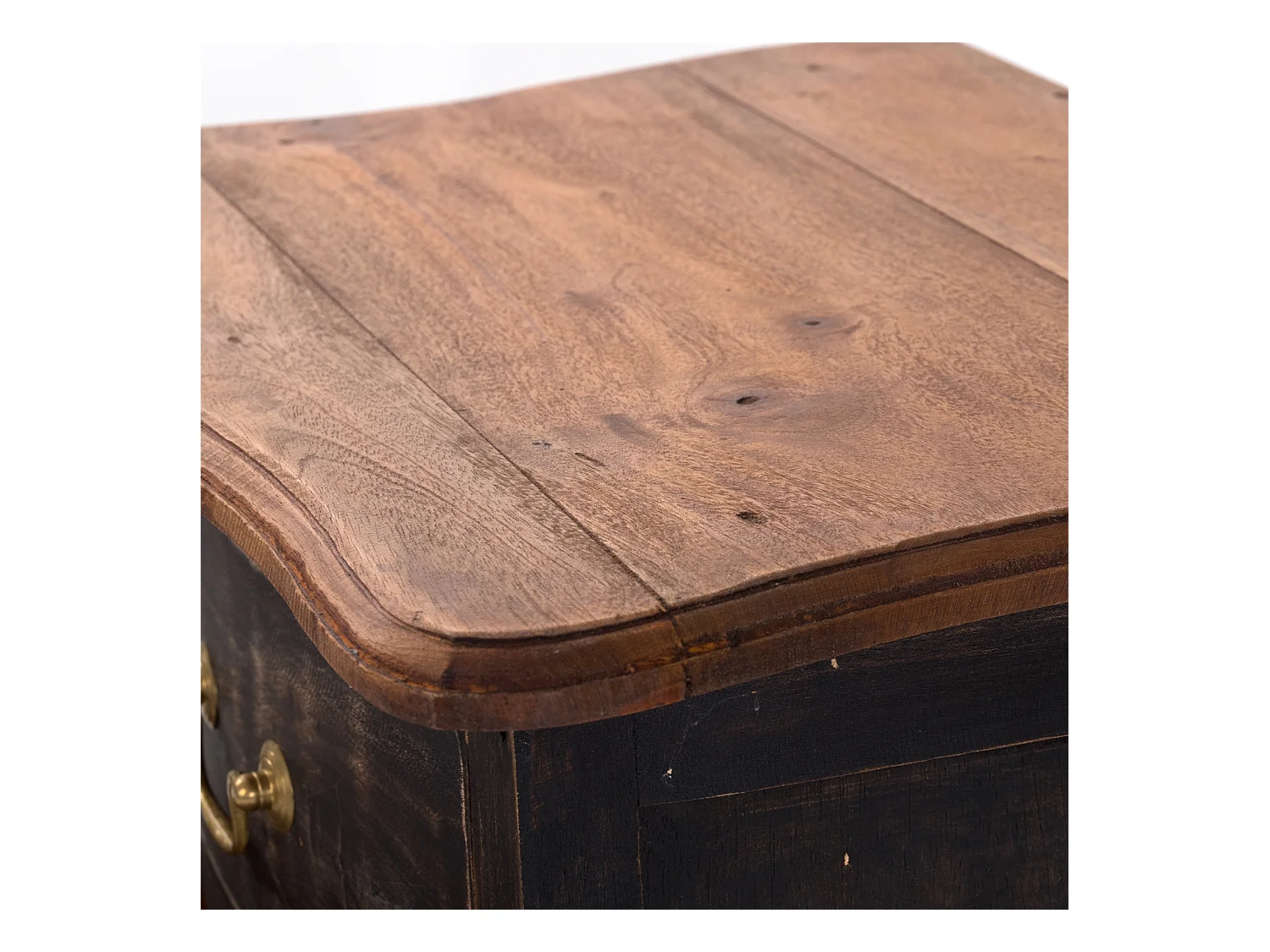 TABLE DE CHEVET LOUIS Bois massif d'acajou, avec 2 tiroirs 04 schwarz-natur