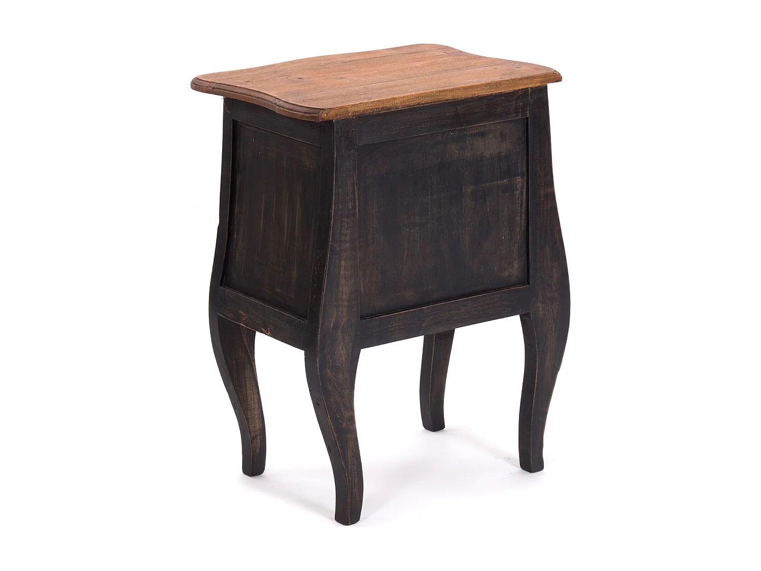 TABLE DE CHEVET LOUIS Bois massif d'acajou, avec 2 tiroirs 04 schwarz-natur