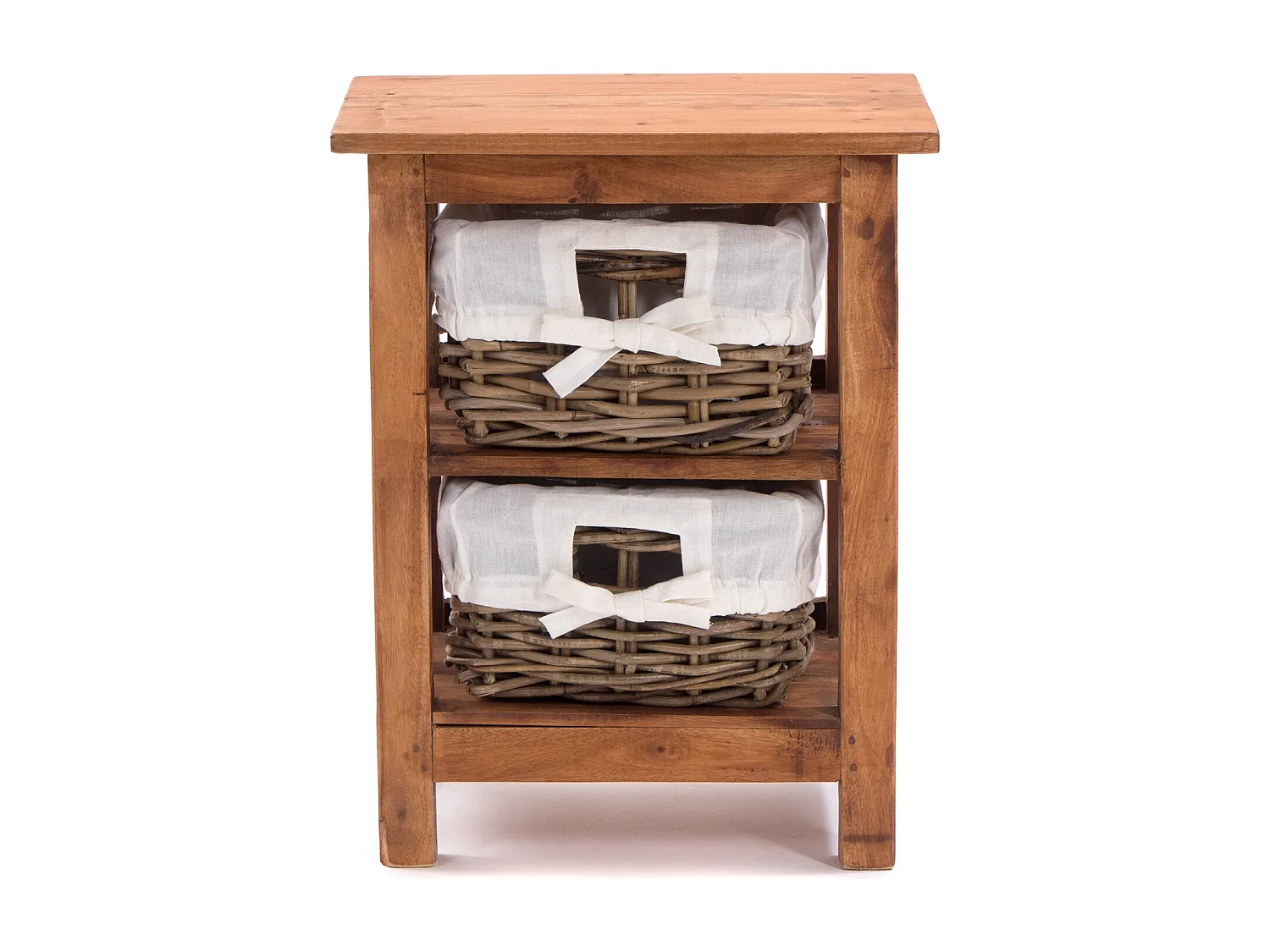 ÉTAGÈRE À BADIGEONNER flair avec 2 paniers en rotin, bois recyclé massif 08 honigfarben gewachst