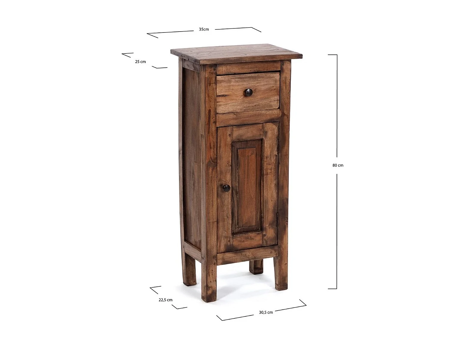 FLURSCHRANK PLANT 80 Mahagoni Recyclingholz, Used Look 02 hellbraun