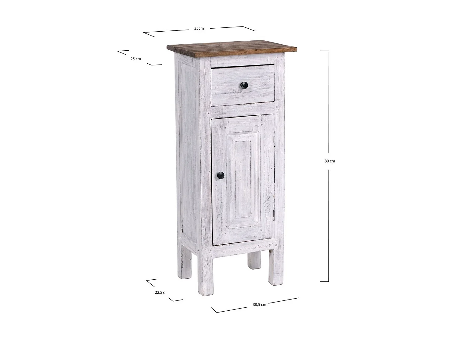 PLACARD DE COULOIR PLANTE 80 Bois de recyclage en acajou, aspect usé 05 weiß-natur