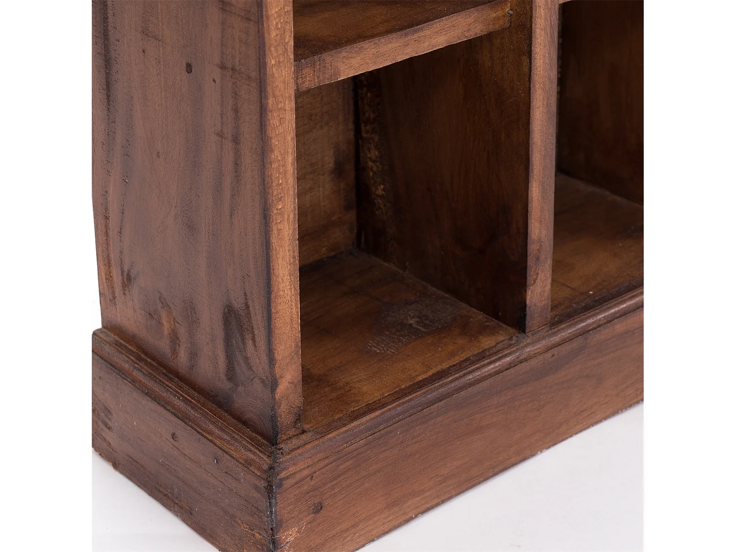 CD ET ÉTAGÈRE À LIVRES NATURE Bois de recyclage massif, avec 10 compartiments 02 hellbraun