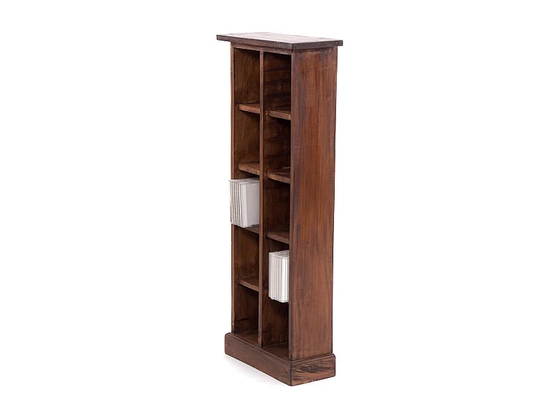 CD & BÜCHERREGAL NATURE Recyclingholz massiv, mit 10 Fächern 02 hellbraun