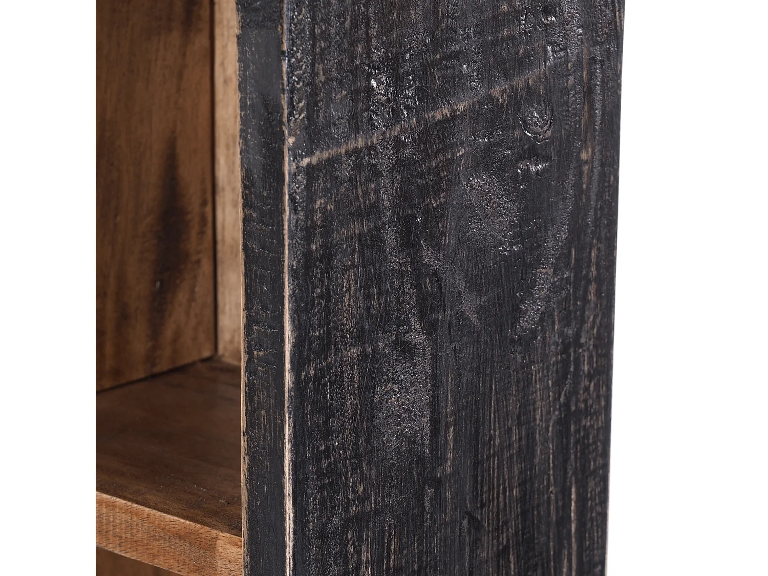 CD & BÜCHERREGAL NATURE Recyclingholz massiv, mit 10 Fächern 04 schwarz-natur