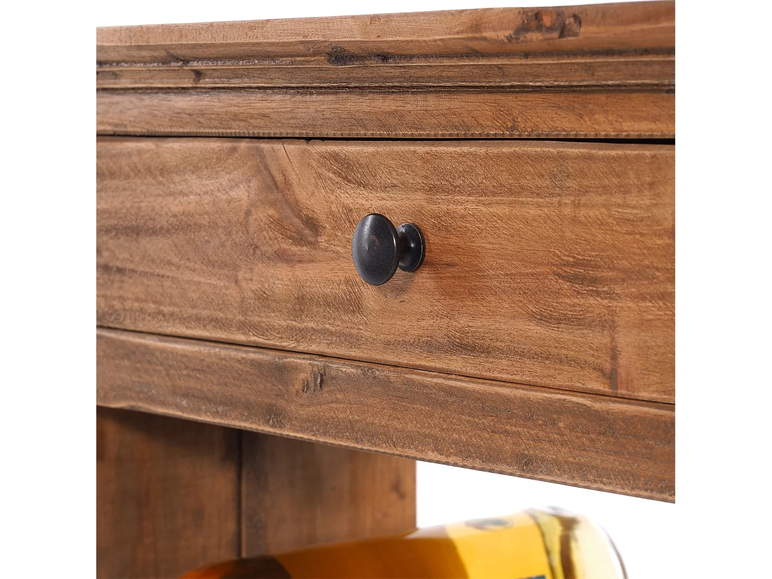 ÉTAGÈRE À BOUTEILLES CORTEZ 85 Bois de recyclage massif, pour 16 bouteilles, avec tiroir 01 natur-vintage