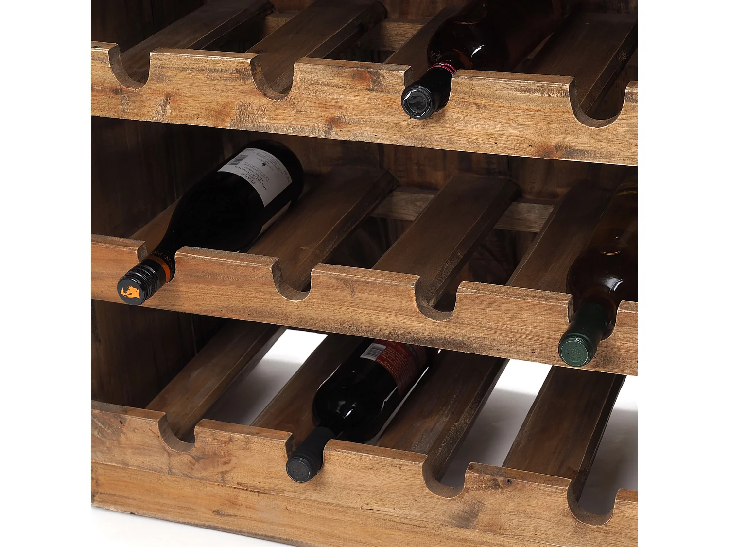 FLASCHENREGAL RUSTIQUE Recyclingholz massiv, für 12 Flaschen, mit Ablagefläche 01 natur-vintage