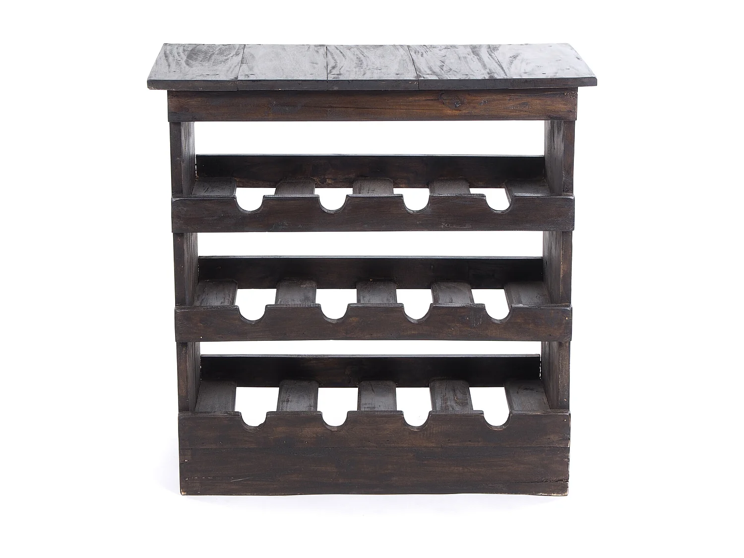 FLASCHENREGAL RUSTIQUE Recyclingholz massiv, für 12 Flaschen, mit Ablagefläche 03 dunkelbraun