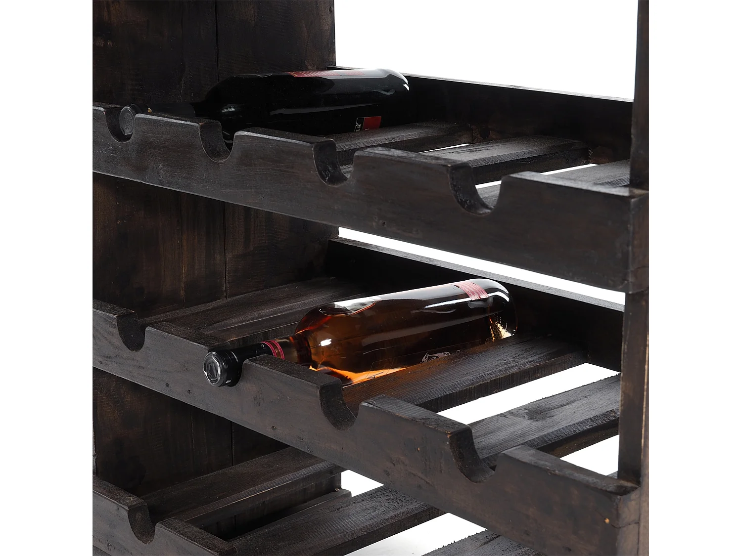 FLASCHENREGAL RUSTIQUE Recyclingholz massiv, für 12 Flaschen, mit Ablagefläche 03 dunkelbraun