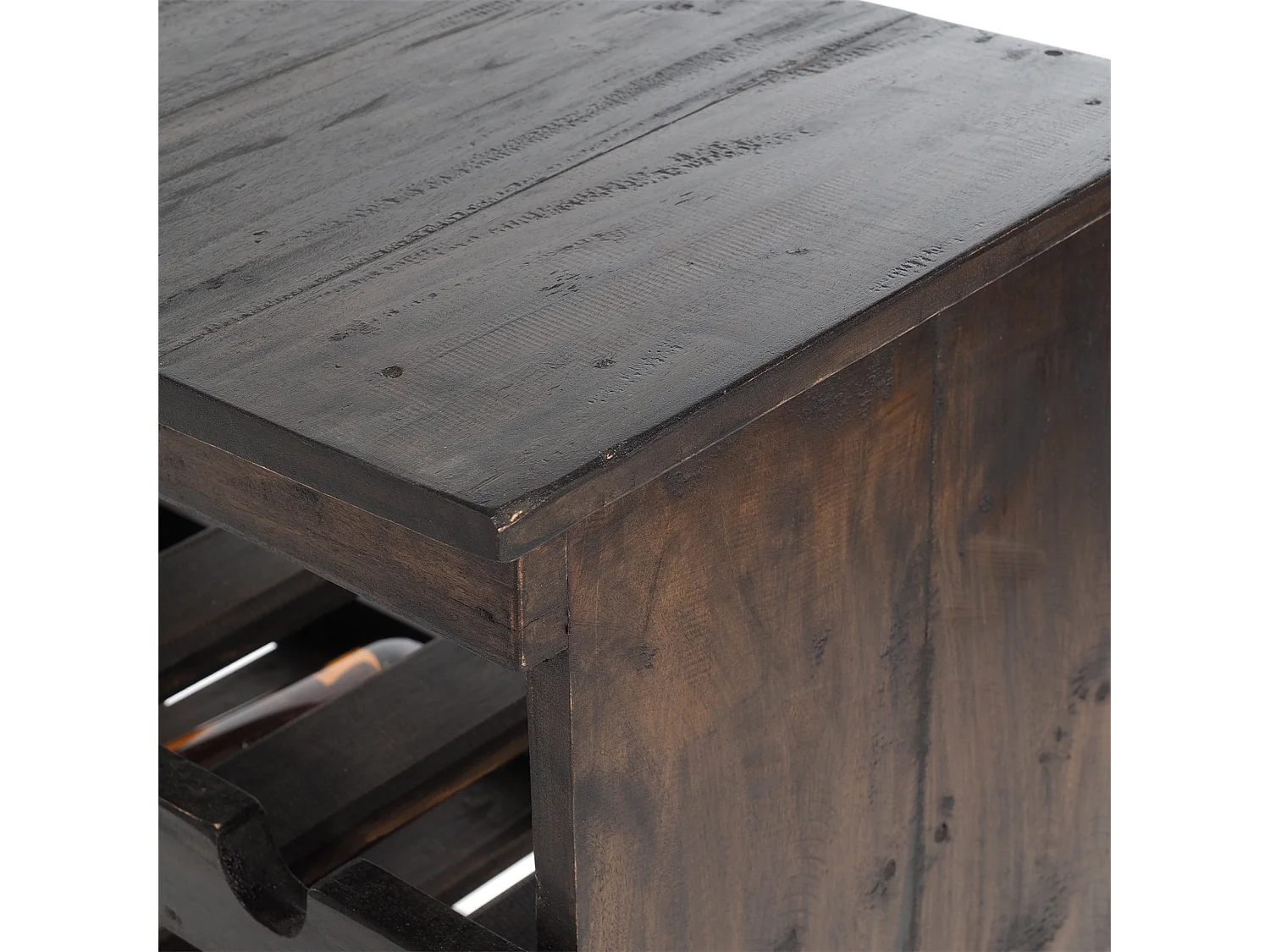 FLASCHENREGAL RUSTIQUE Recyclingholz massiv, für 12 Flaschen, mit Ablagefläche 03 dunkelbraun