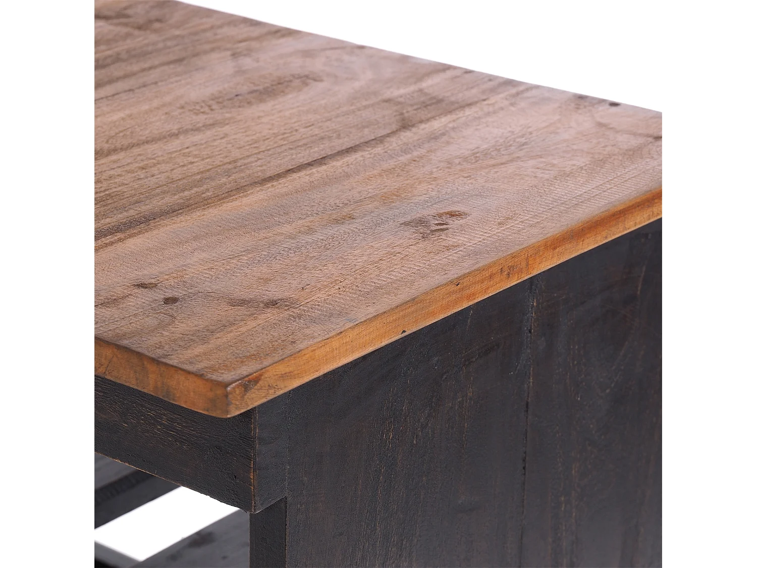 FLASCHENREGAL RUSTIQUE Recyclingholz massiv, für 12 Flaschen, mit Ablagefläche 04 schwarz-natur