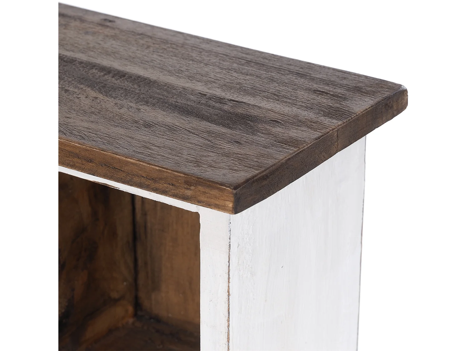 CD & BÜCHERREGAL NATURE Recyclingholz massiv, mit 10 Fächern 06 weiß-landhaus