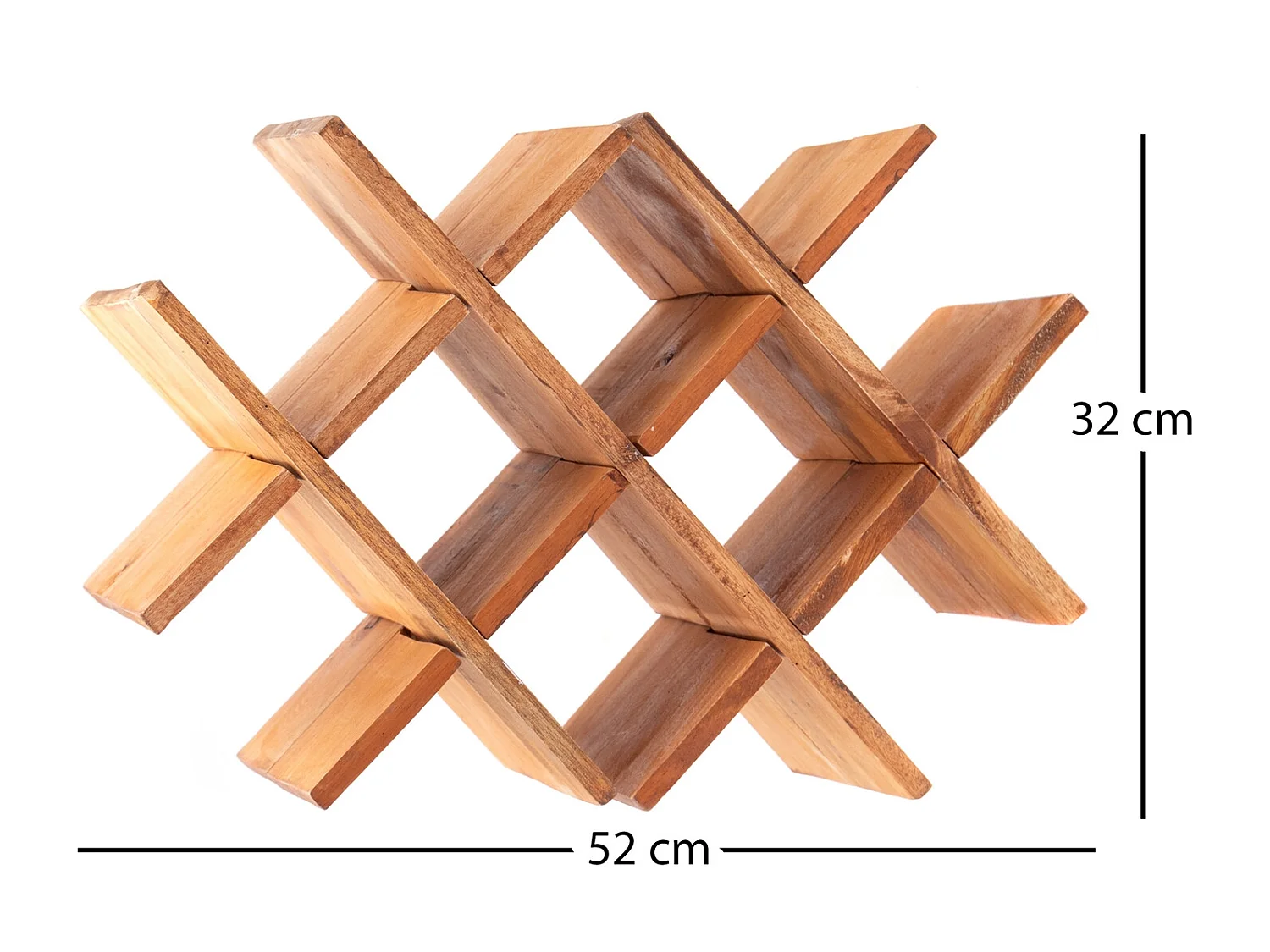 ÉTAGÈRE À BOUTEILLES Coincé 52 cm, bois massif en acajou couleurs naturelles