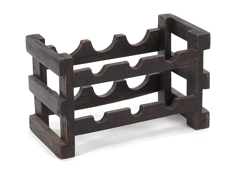 ÉTAGÈRE À BOUTEILLES RAISIN Bois de recyclage massif, pour 6 bouteilles 04 schwarz-natur