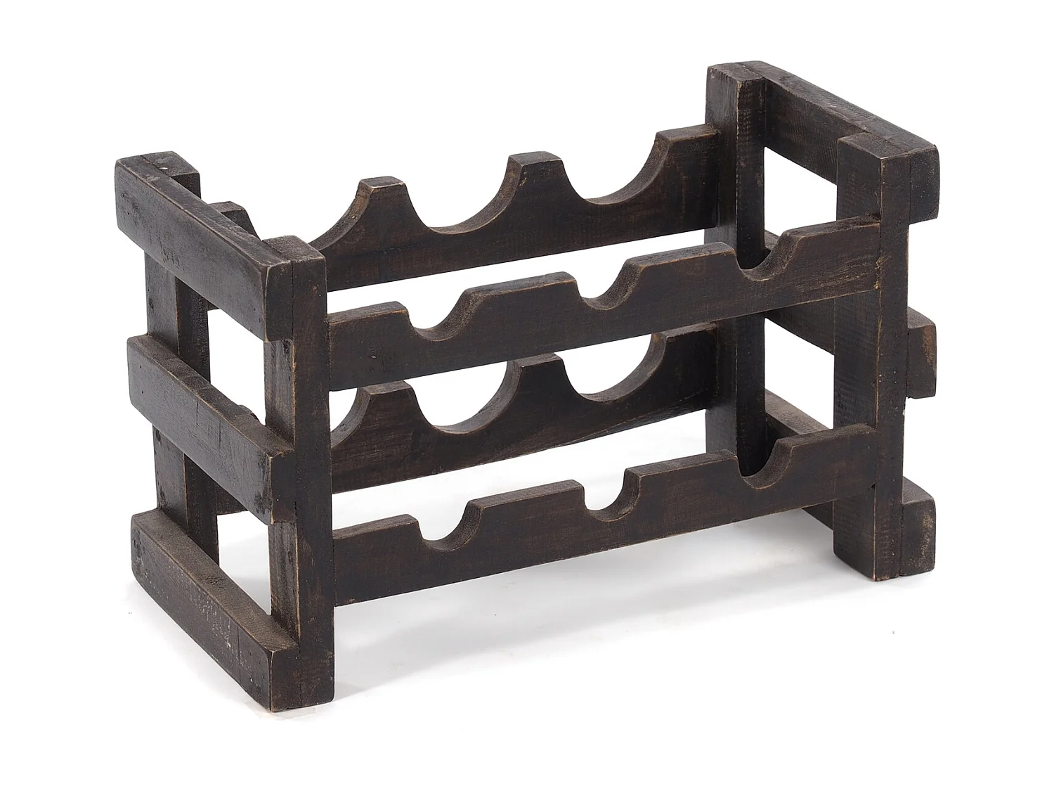 ÉTAGÈRE À BOUTEILLES RAISIN Bois de recyclage massif, pour 6 bouteilles 04 schwarz-natur