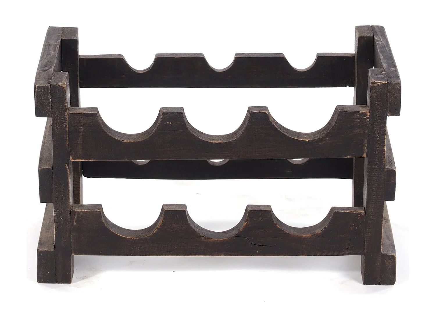 ÉTAGÈRE À BOUTEILLES RAISIN Bois de recyclage massif, pour 6 bouteilles 04 schwarz-natur