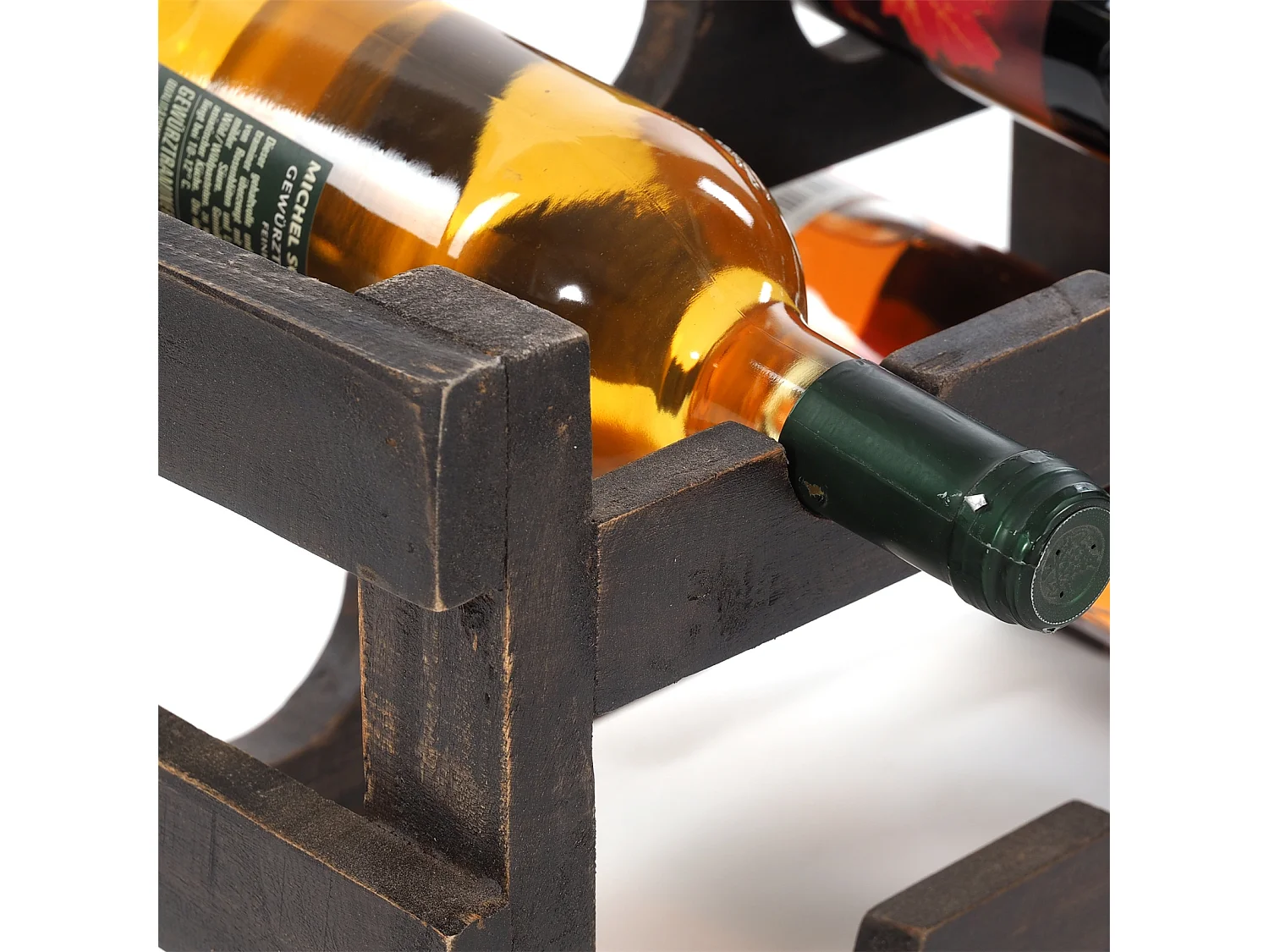 ÉTAGÈRE À BOUTEILLES RAISIN Bois de recyclage massif, pour 6 bouteilles 04 schwarz-natur