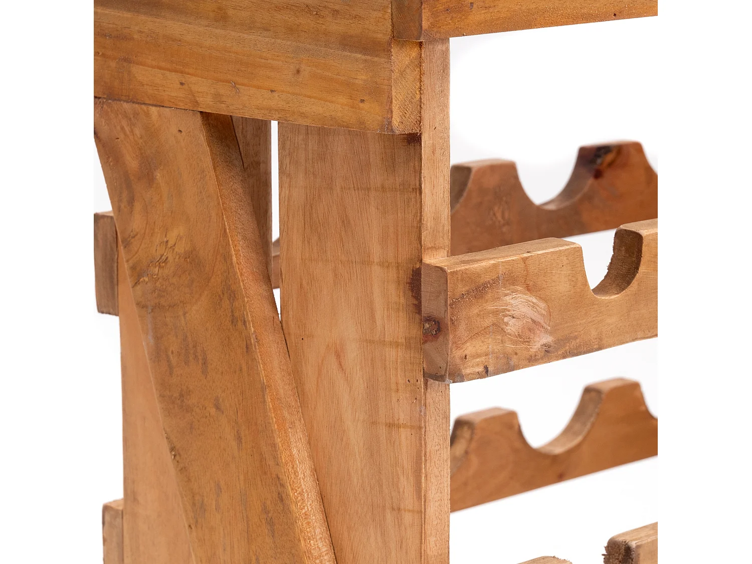 ÉTAGÈRE À BOUTEILLES Séville Bois massif en acajou, pour 12 bouteilles, avec étagère couleurs naturelles