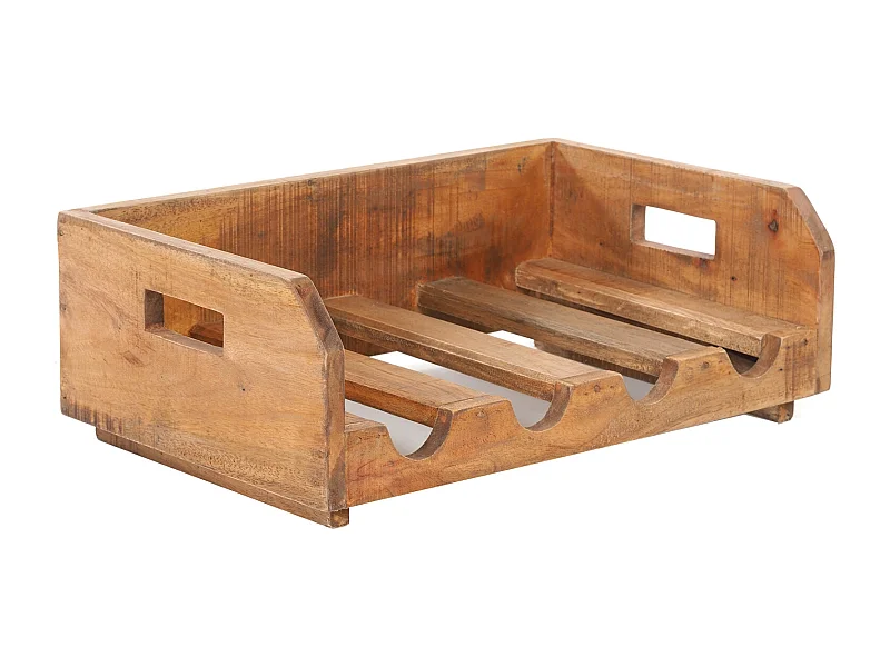 ÉTAGÈRE À BOUTEILLES CONSTRUCTEUR Bois de recyclage, pour 4 bouteilles, empilable couleurs naturelles