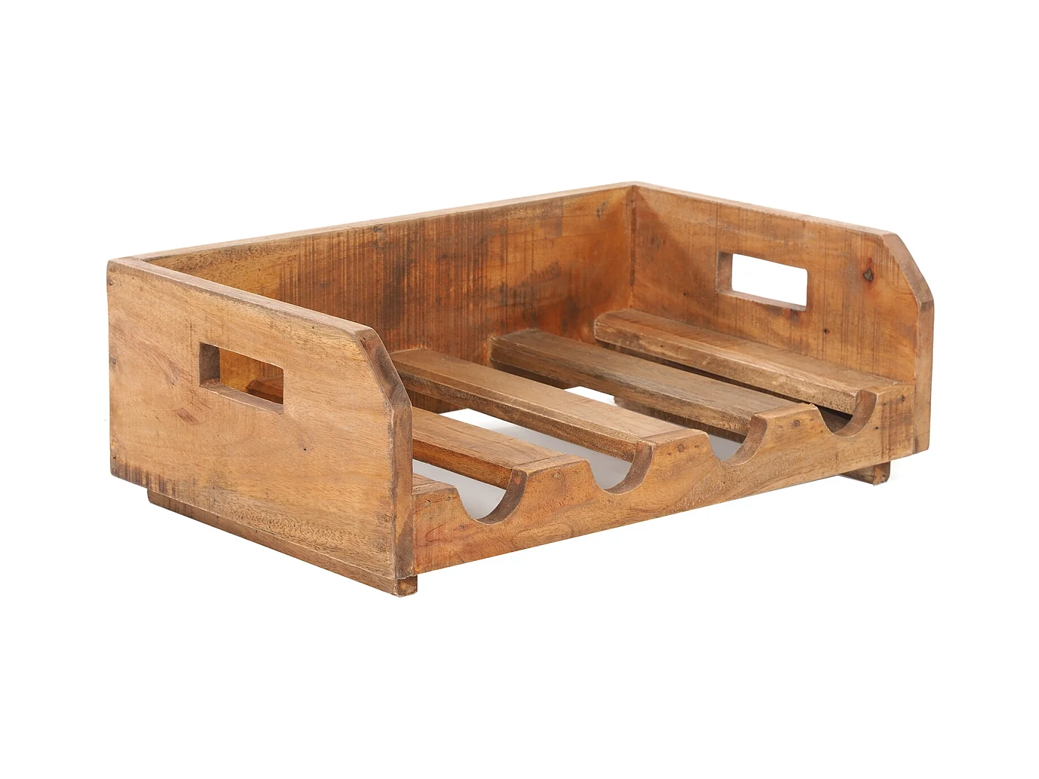 ÉTAGÈRE À BOUTEILLES CONSTRUCTEUR Bois de recyclage, pour 4 bouteilles, empilable couleurs naturelles